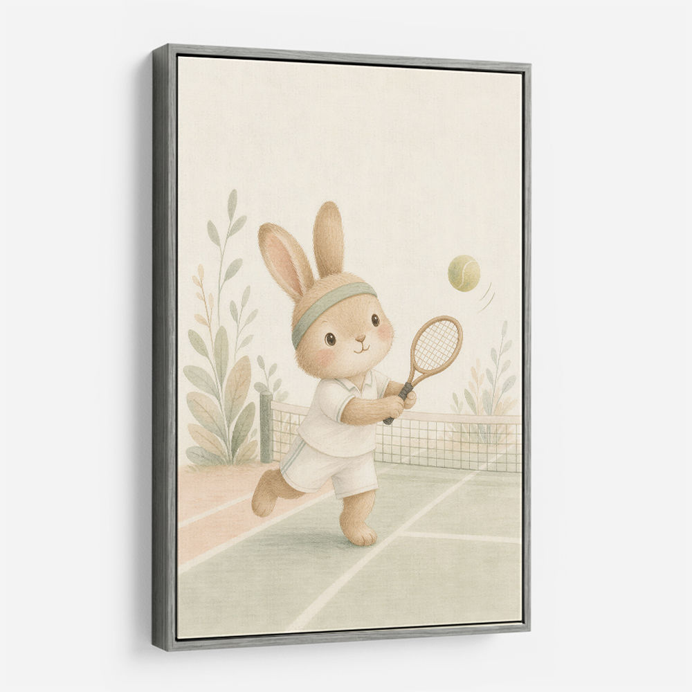 Tennis Rabbit Childrens Wall Art Print