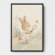 Tennis Rabbit Childrens Wall Art Print