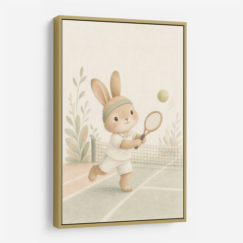 Tennis Rabbit Childrens Wall Art Print