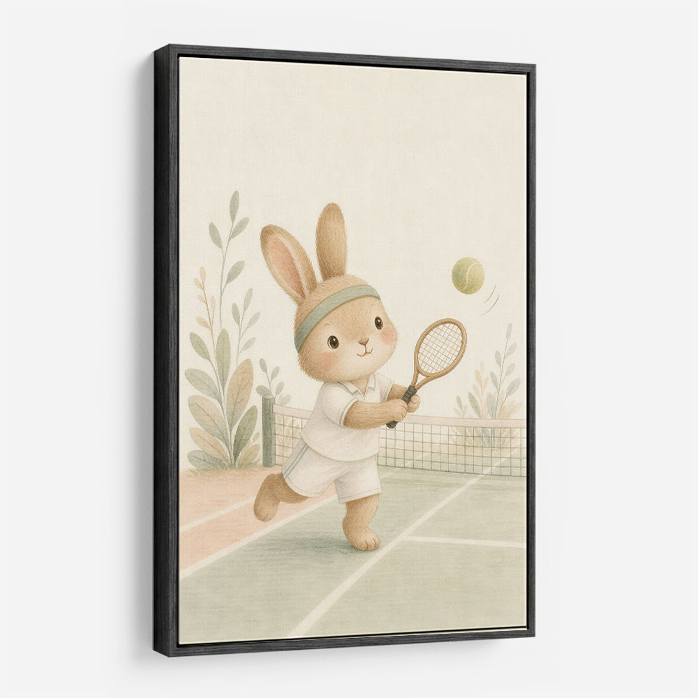 Tennis Rabbit Childrens Wall Art Print