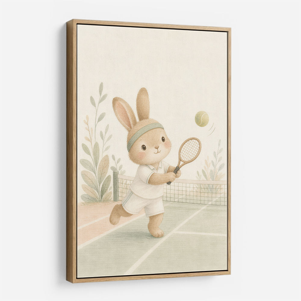 Tennis Rabbit Childrens Wall Art Print