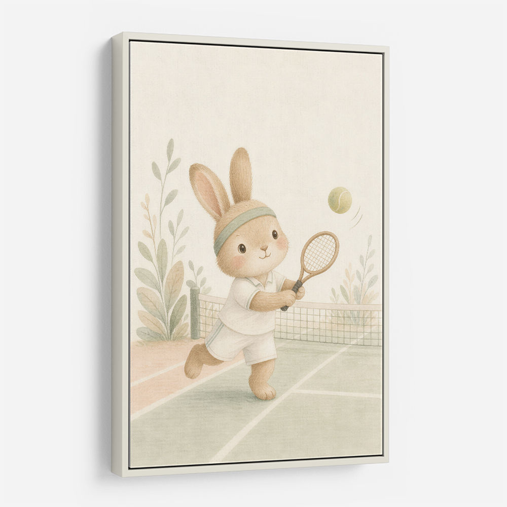 Tennis Rabbit Childrens Wall Art Print