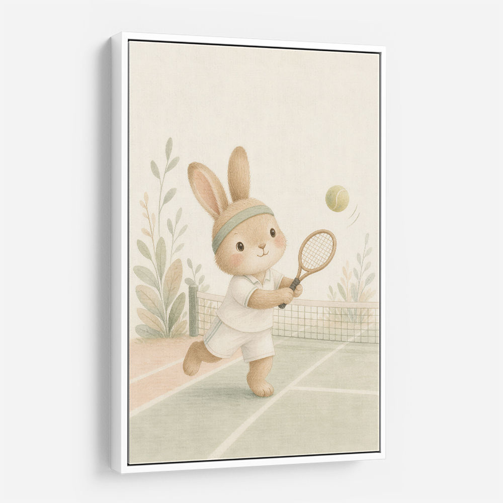 Tennis Rabbit Childrens Wall Art Print