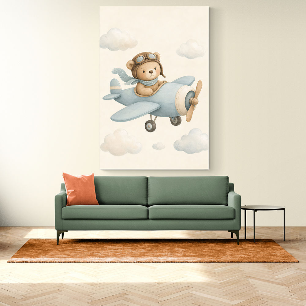 Bear in a Plane Nursery Wall Art 