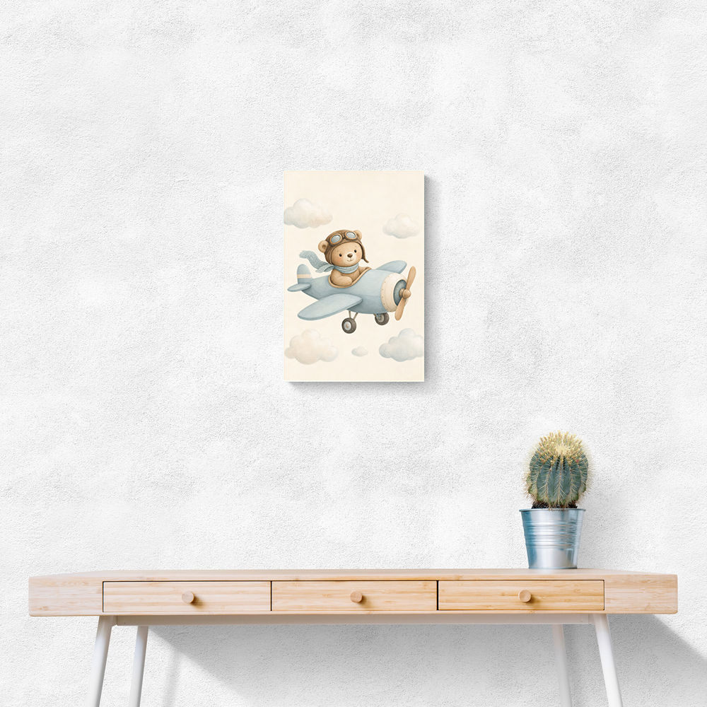 Bear in a Plane Nursery Wall Art 