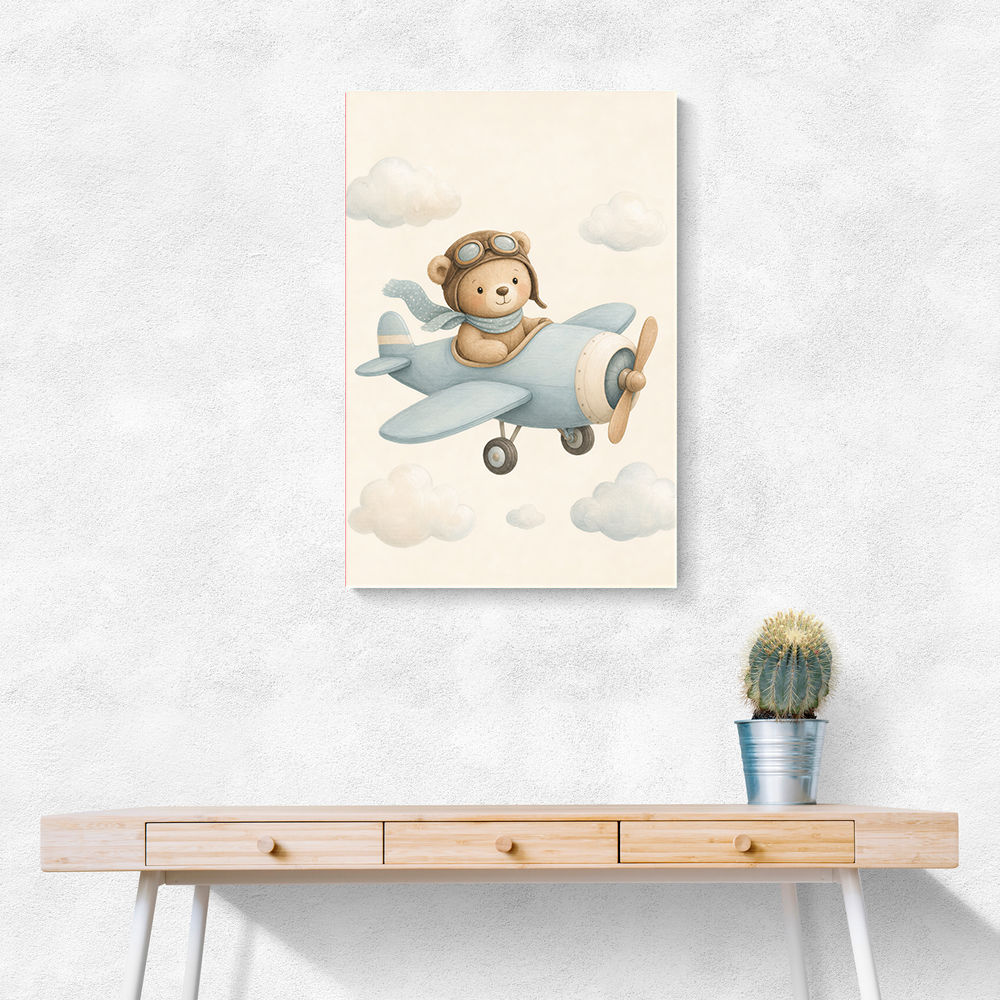 Bear in a Plane Nursery Wall Art 