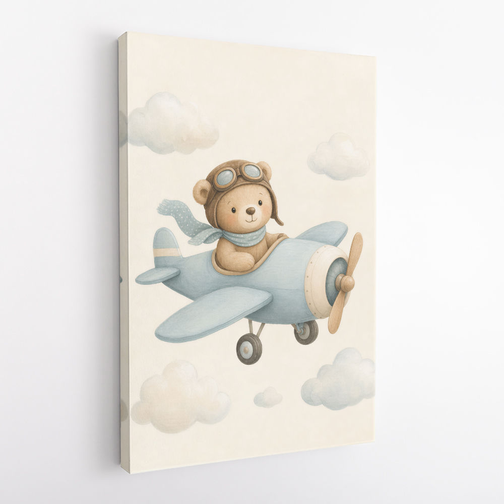 Bear in a Plane Nursery Wall Art 