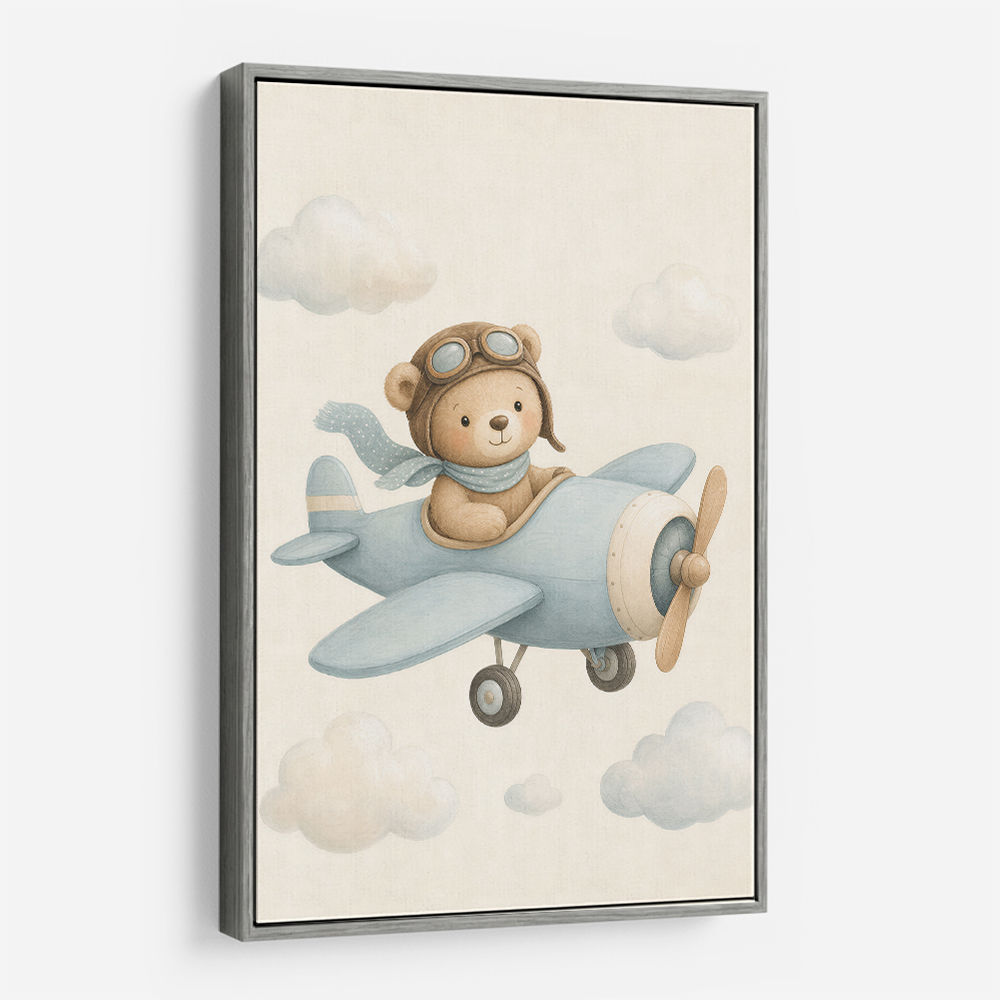 Bear in a Plane Nursery Wall Art 