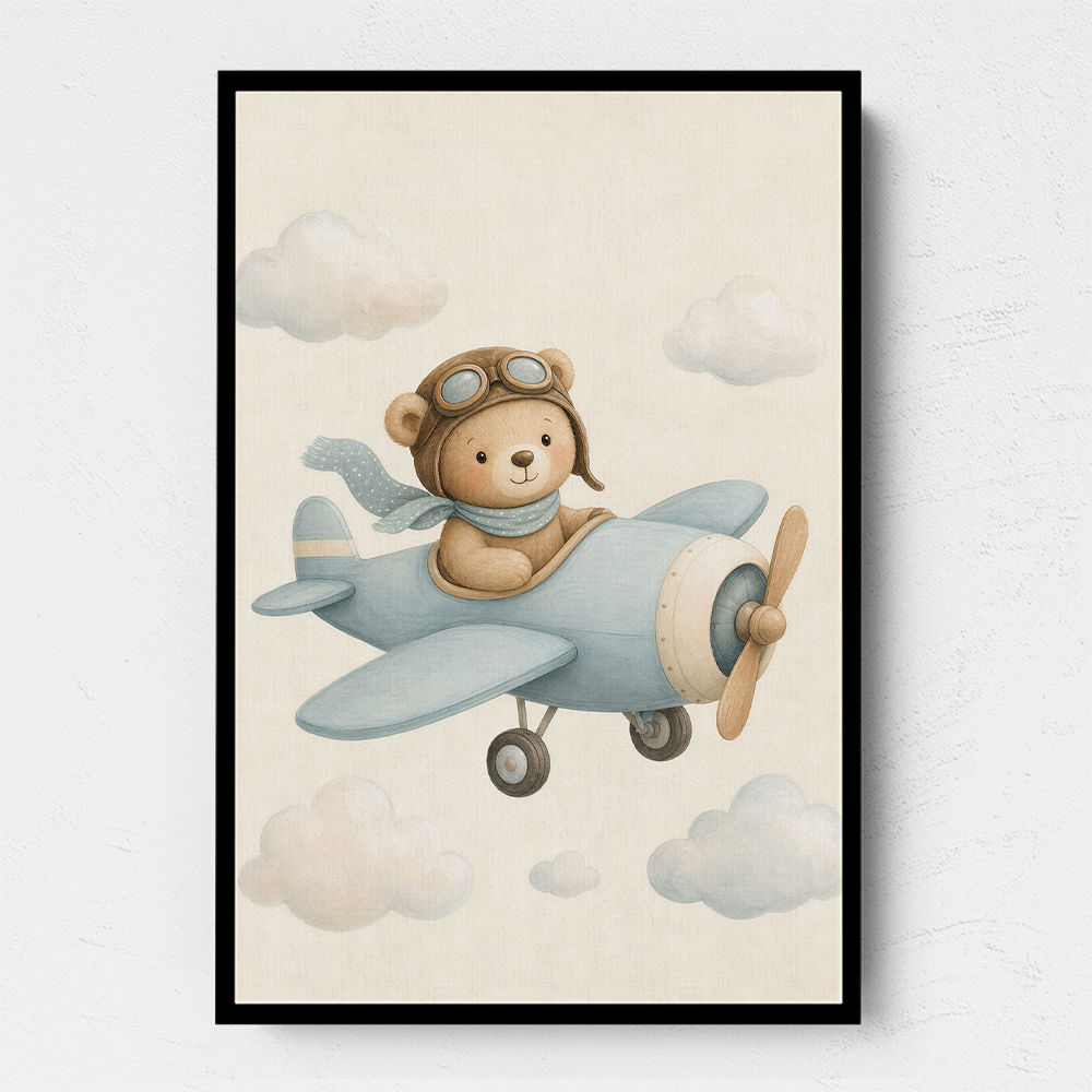 Bear in a Plane Nursery Wall Art 