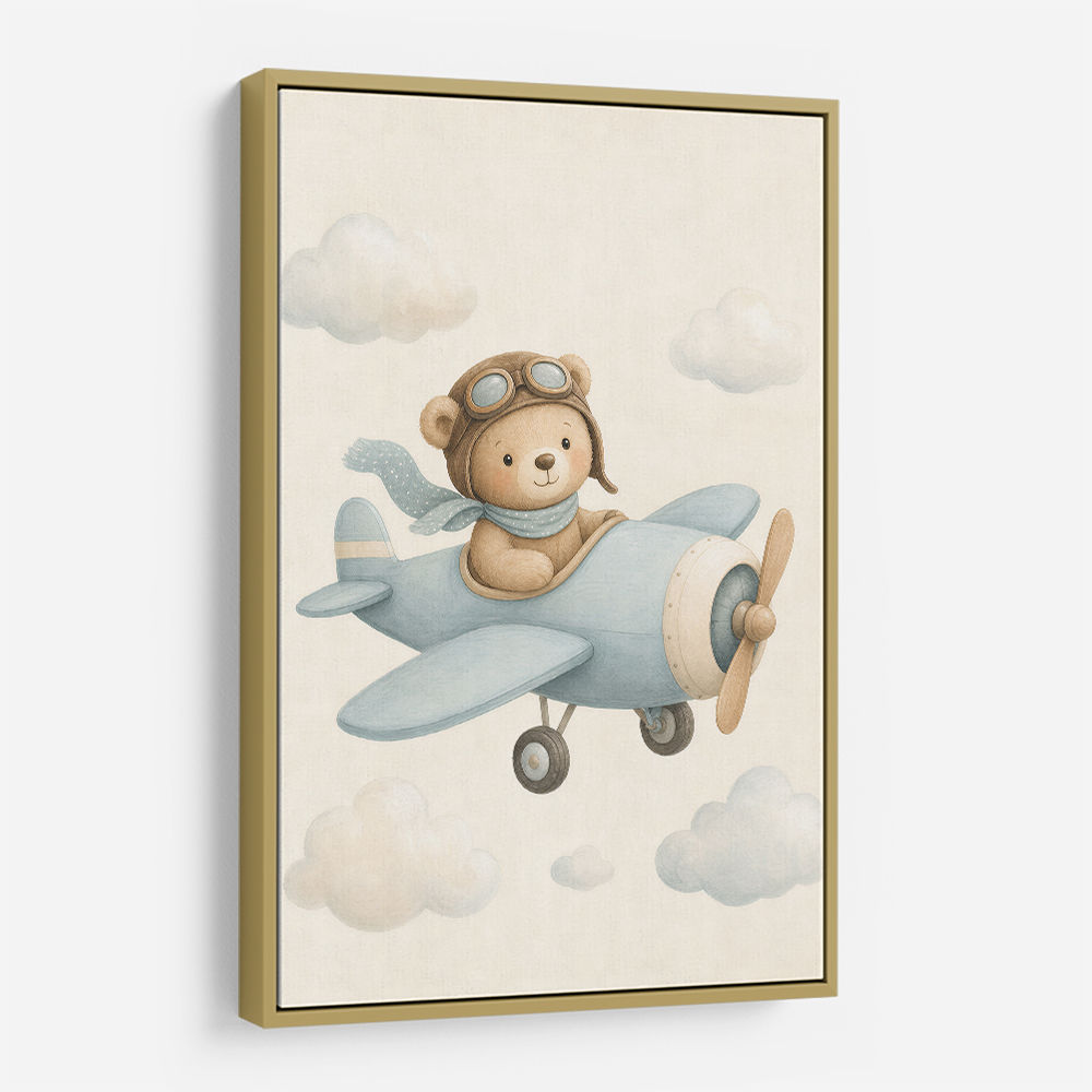 Bear in a Plane Nursery Wall Art 