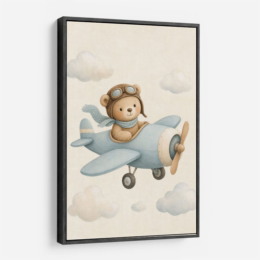 Bear in a Plane Nursery Wall Art 