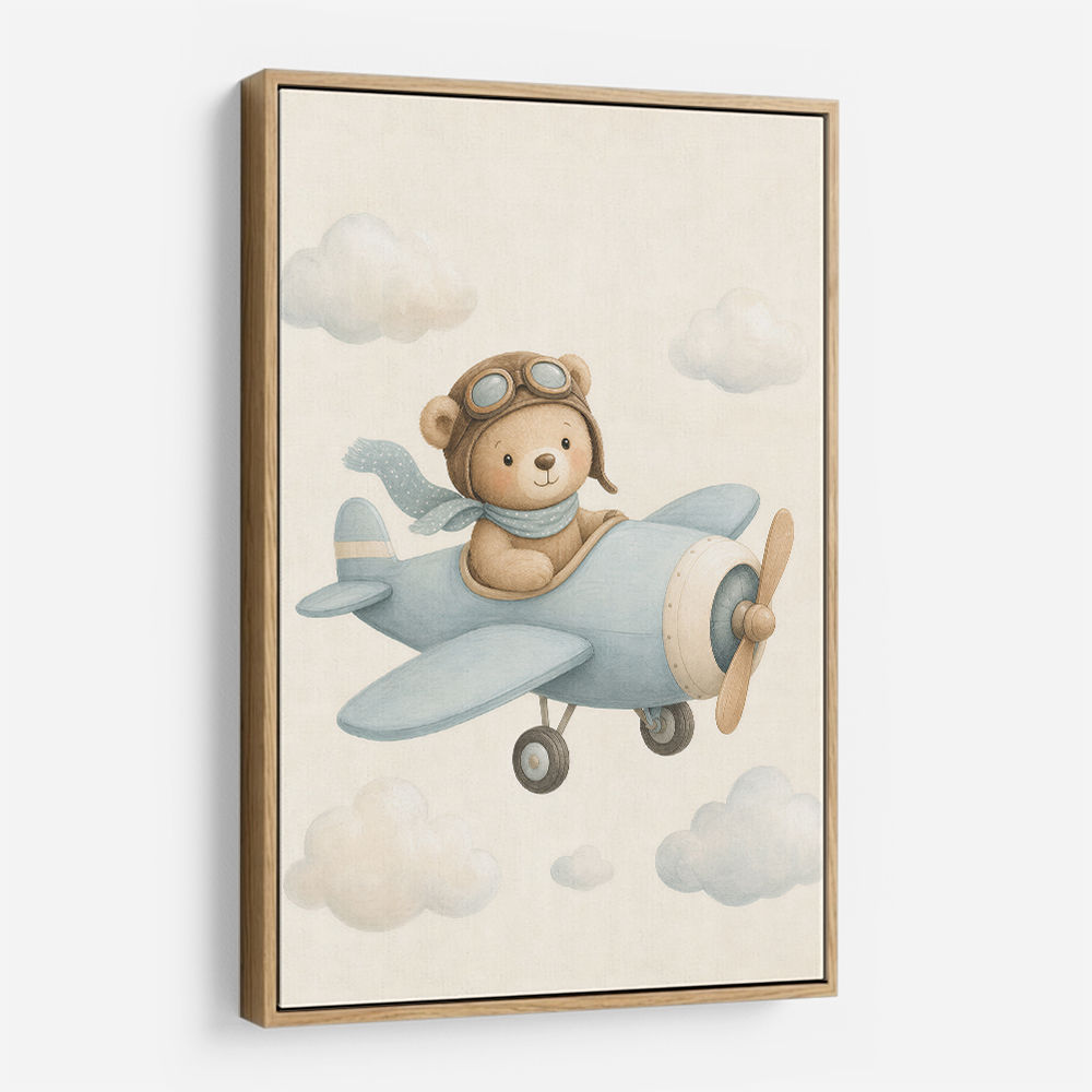 Bear in a Plane Nursery Wall Art 