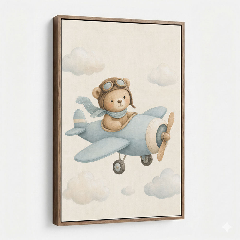 Bear in a Plane Nursery Wall Art 