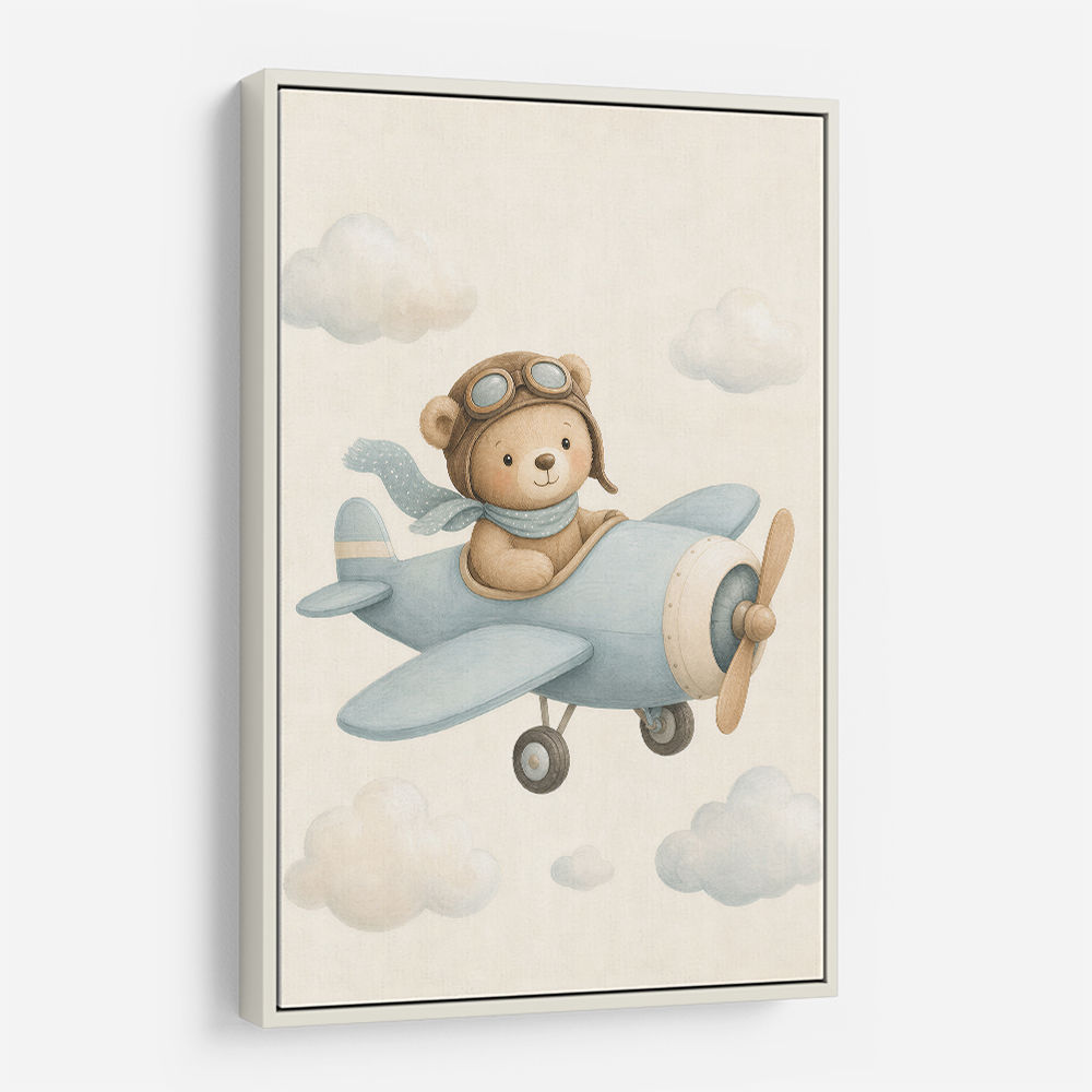 Bear in a Plane Nursery Wall Art 