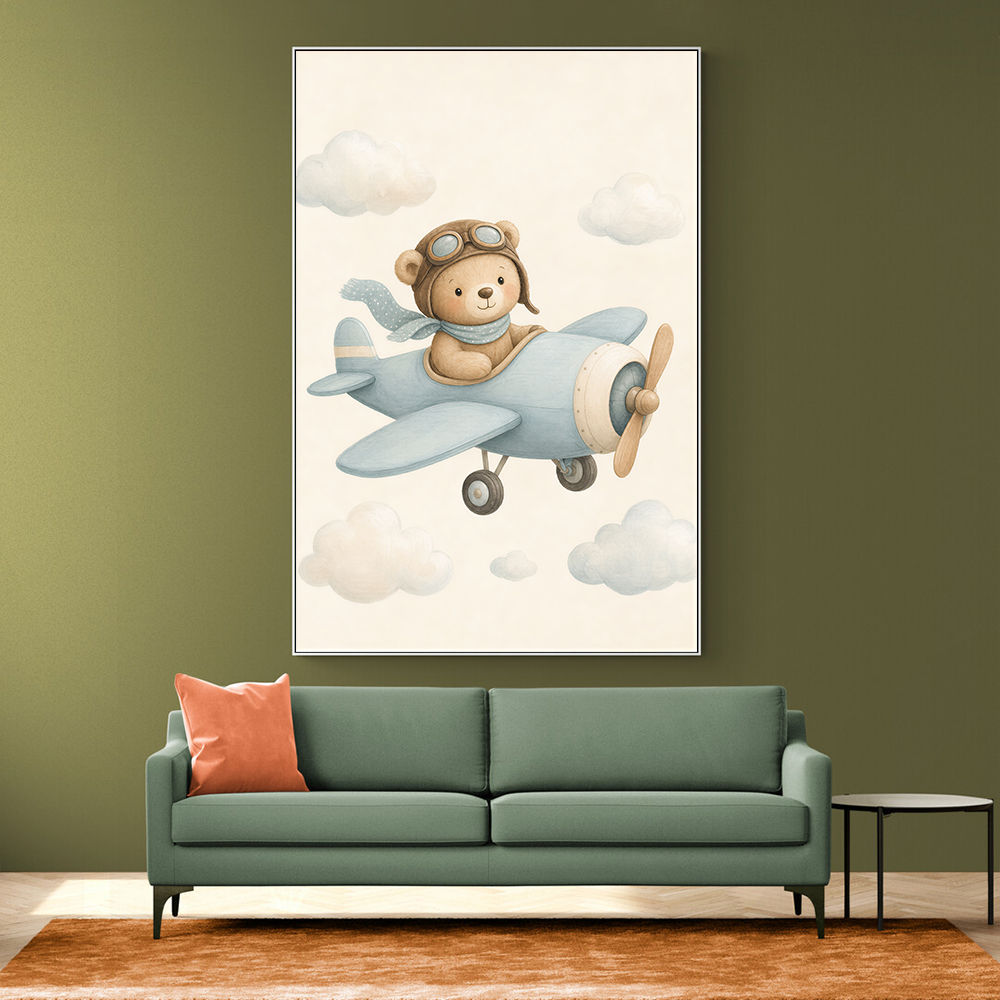 Bear in a Plane Nursery Wall Art 