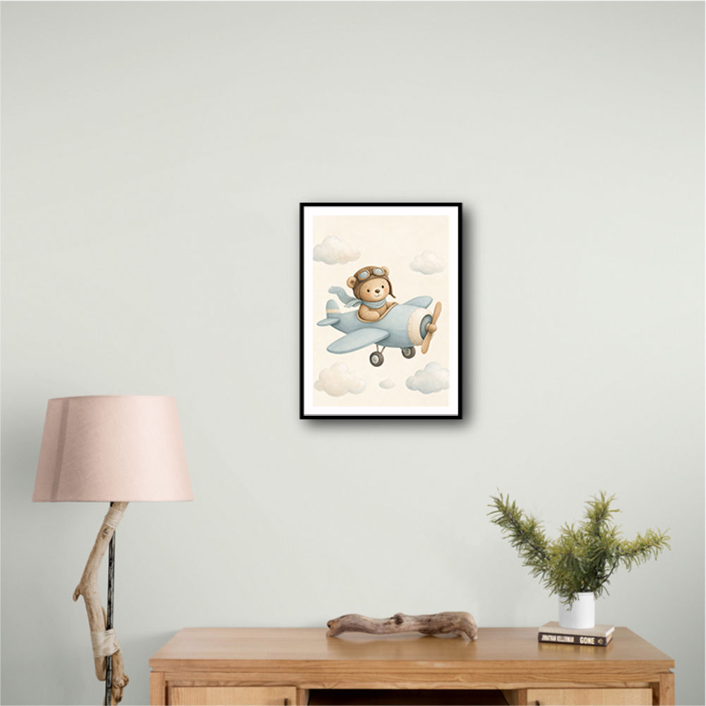 Bear in a Plane Nursery Wall Art 