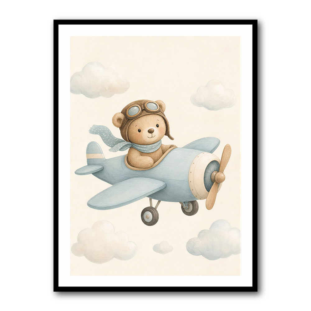 Bear in a Plane Nursery Wall Art 