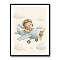 Bear in a Plane Nursery Wall Art 