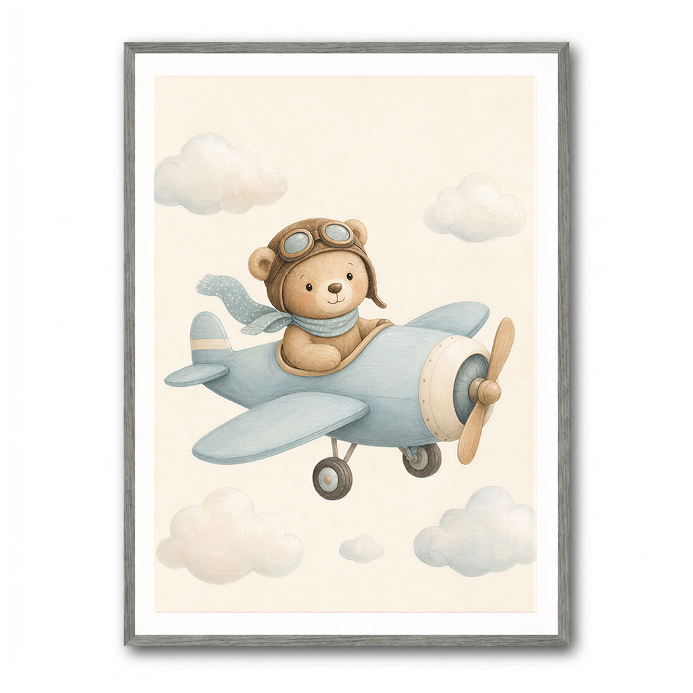 Bear in a Plane Nursery Wall Art 