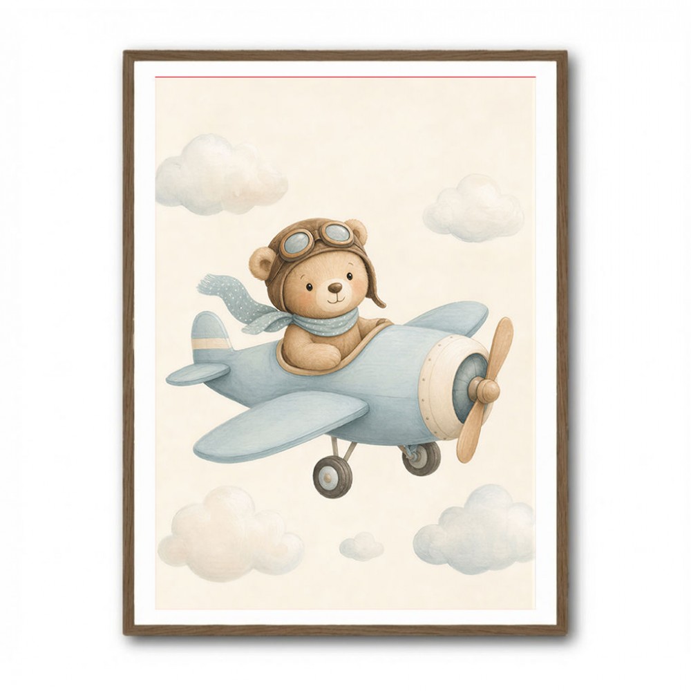 Bear in a Plane Nursery Wall Art 