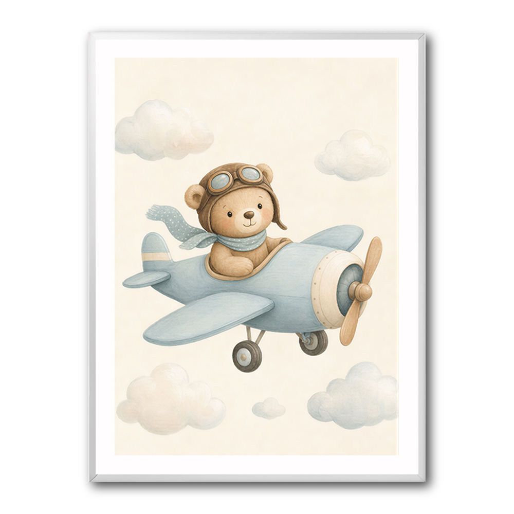 Bear in a Plane Nursery Wall Art 