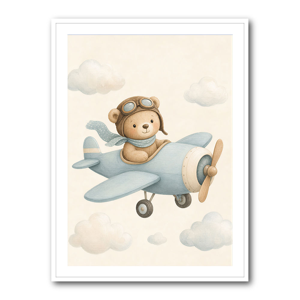 Bear in a Plane Nursery Wall Art 
