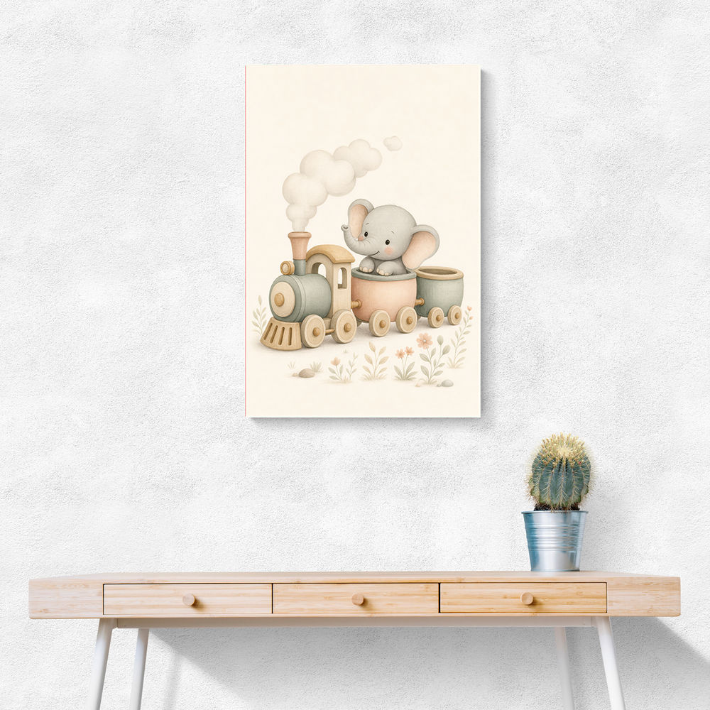 Elephant Train Ride Nursery Wall Art 