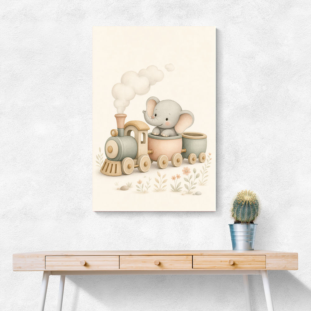 Elephant Train Ride Nursery Wall Art 