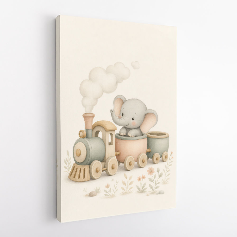 Elephant Train Ride Nursery Wall Art 