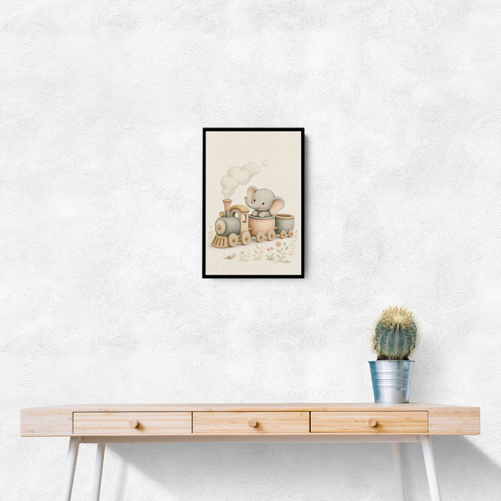 Elephant Train Ride Nursery Wall Art 