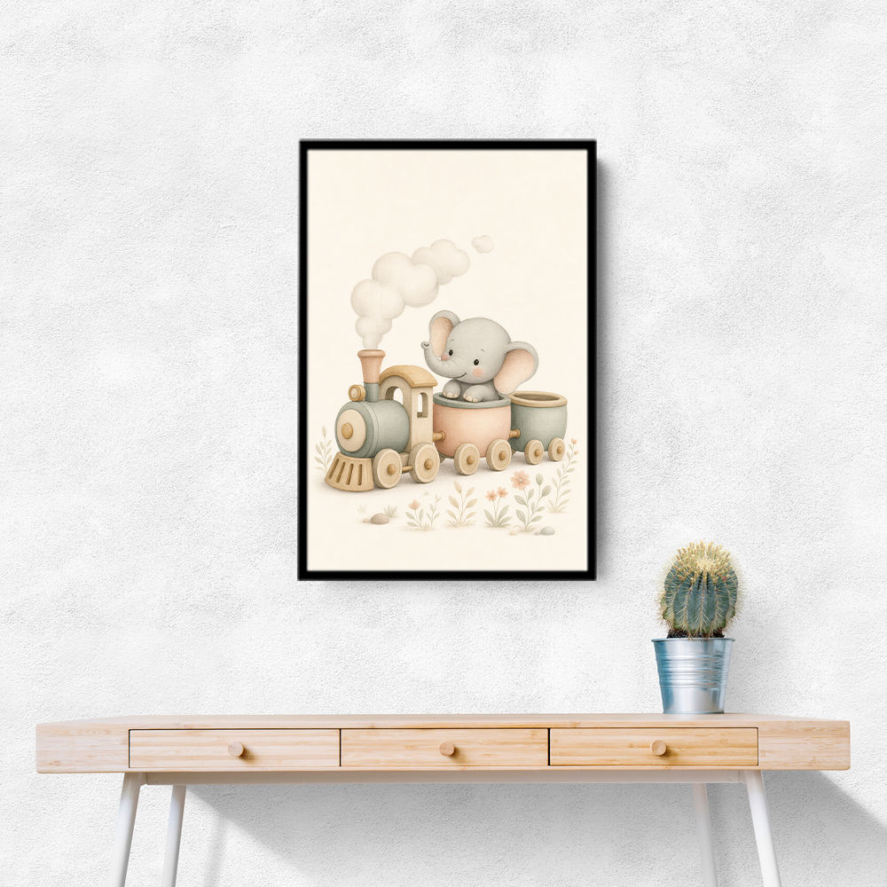 Elephant Train Ride Nursery Wall Art 