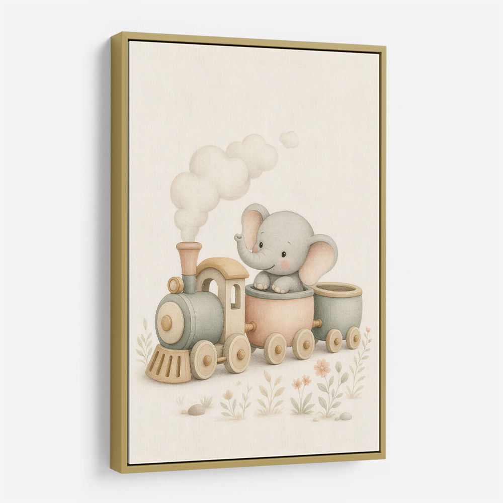 Elephant Train Ride Nursery Wall Art 