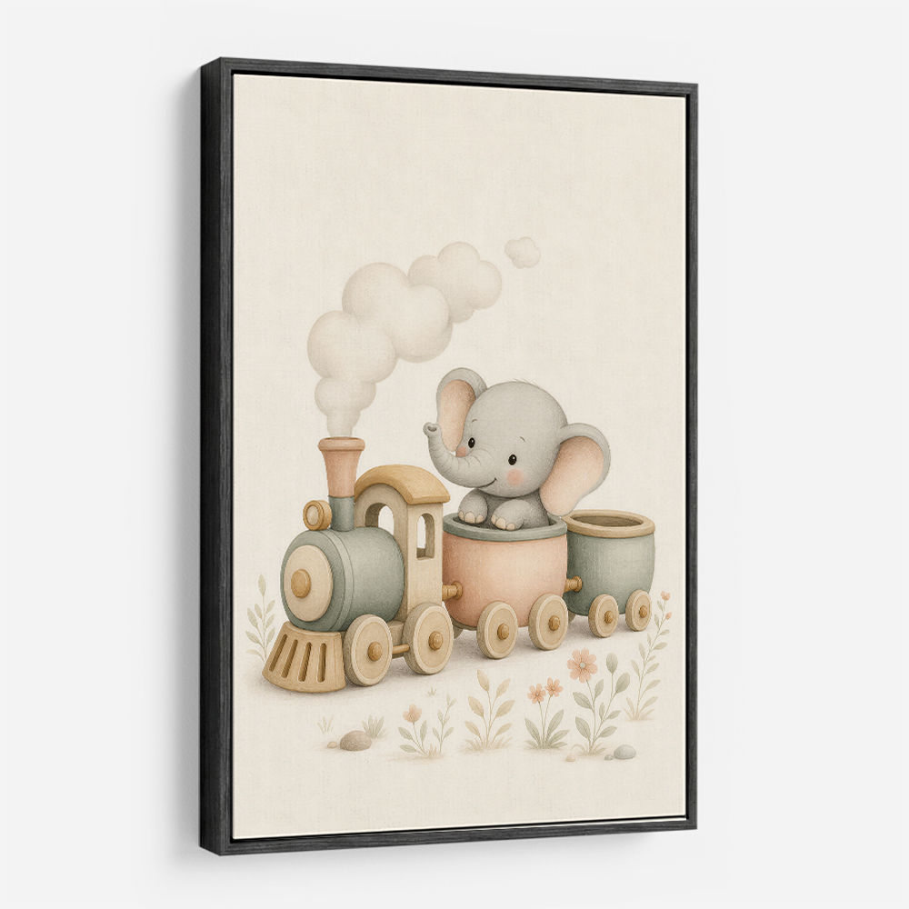 Elephant Train Ride Nursery Wall Art 