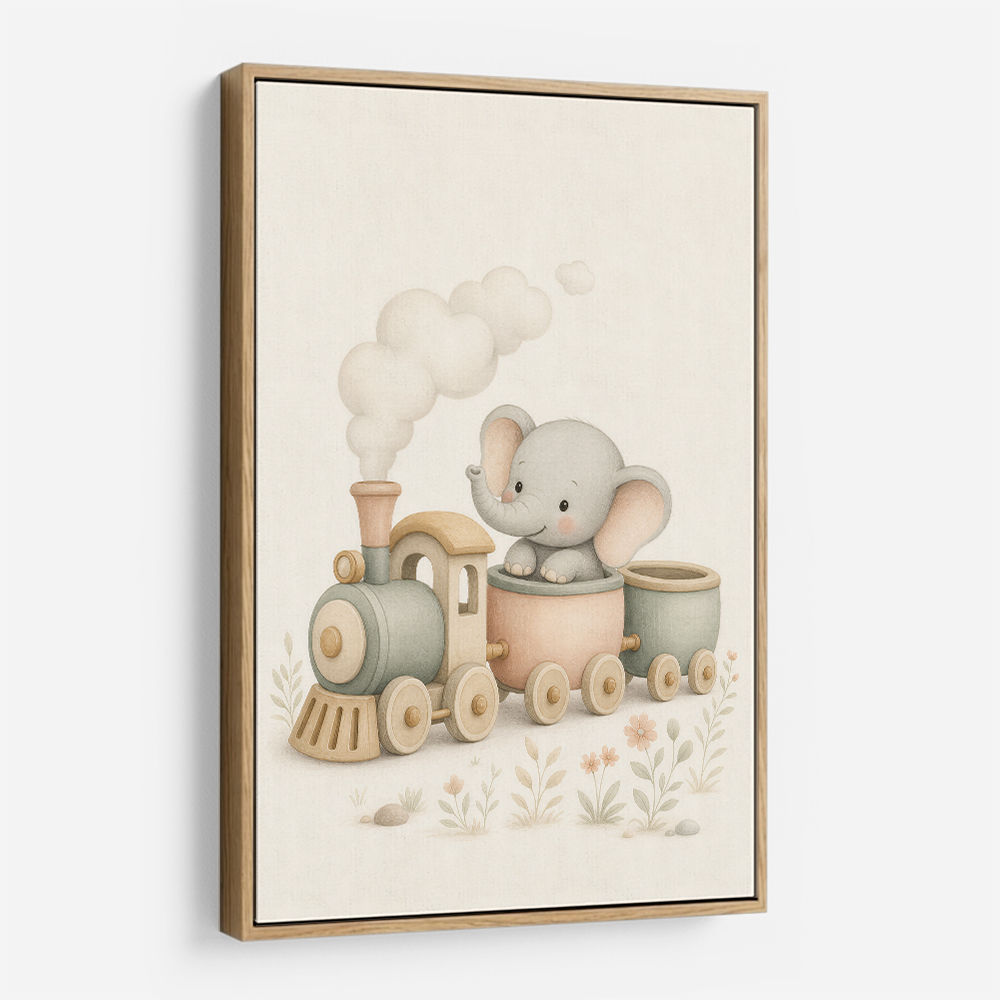 Elephant Train Ride Nursery Wall Art 