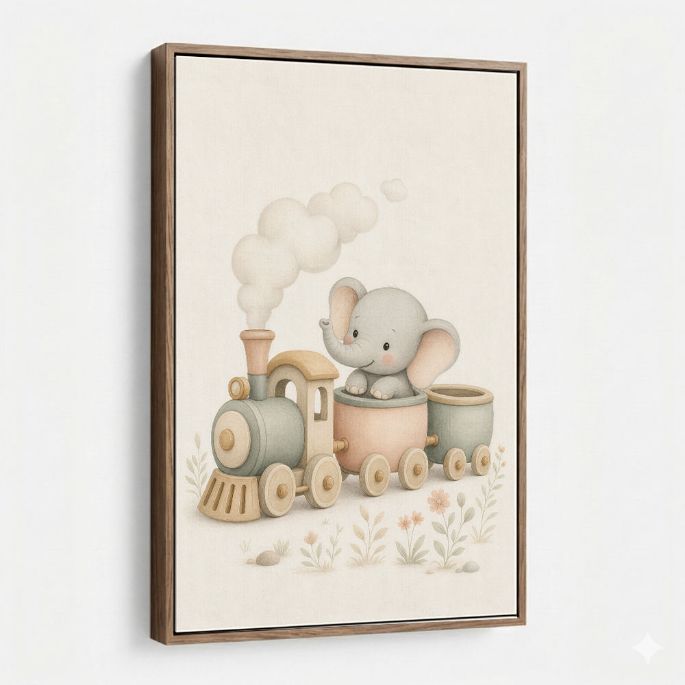 Elephant Train Ride Nursery Wall Art 