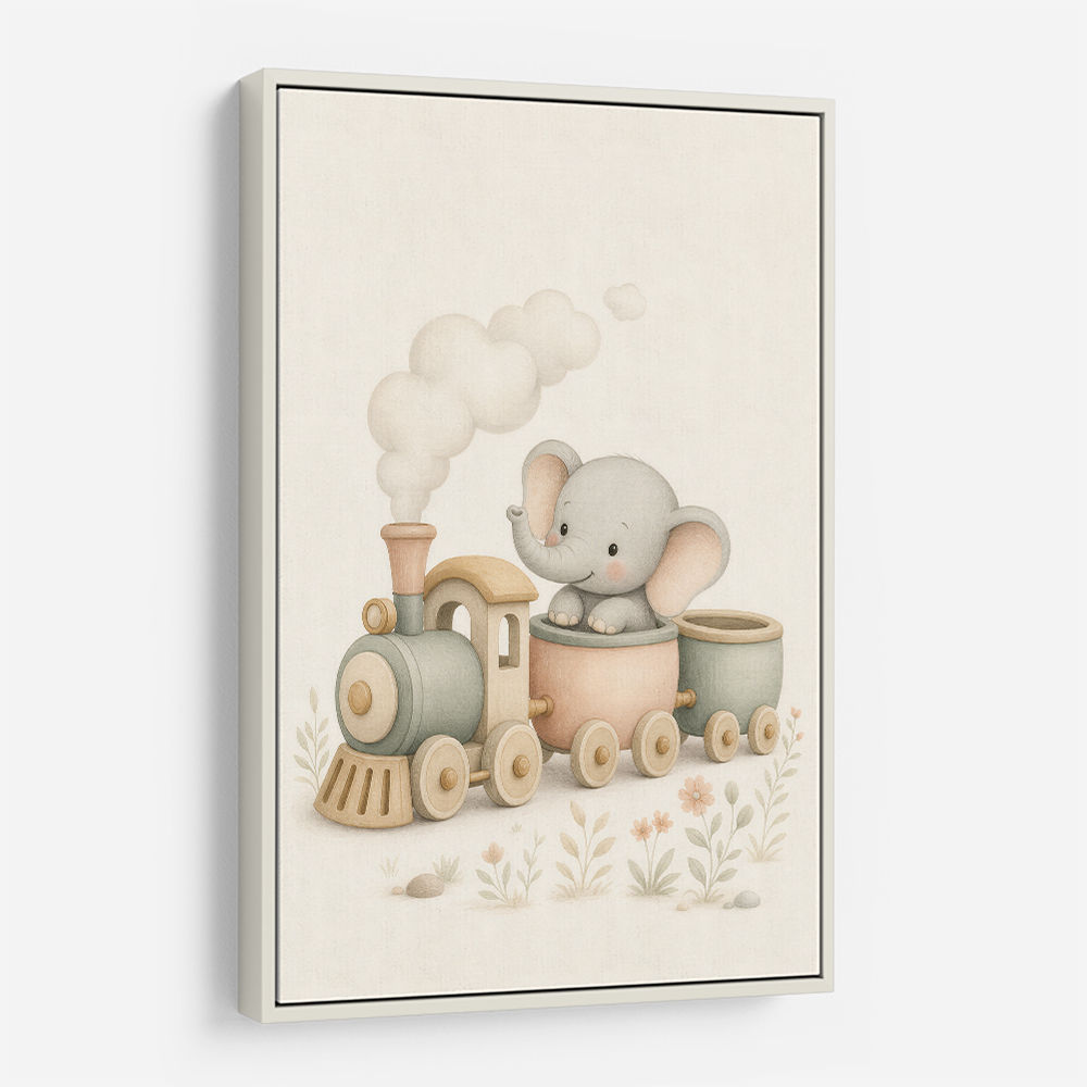 Elephant Train Ride Nursery Wall Art 