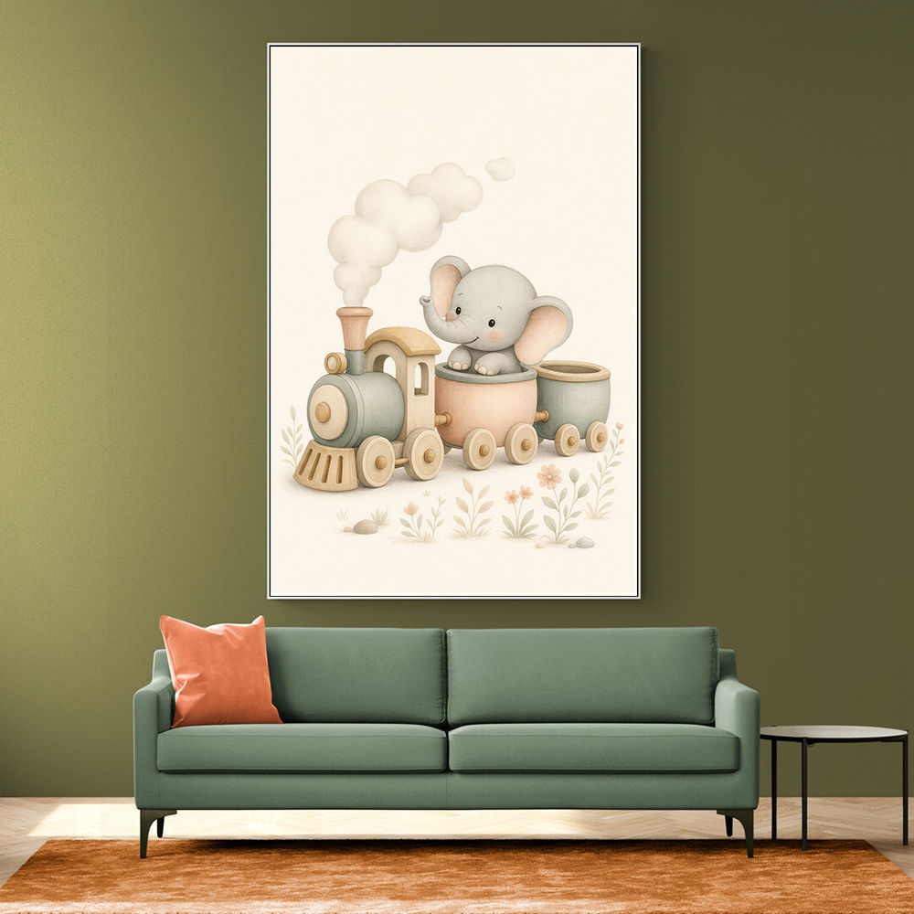 Elephant Train Ride Nursery Wall Art 