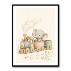 Elephant Train Ride Nursery Wall Art 