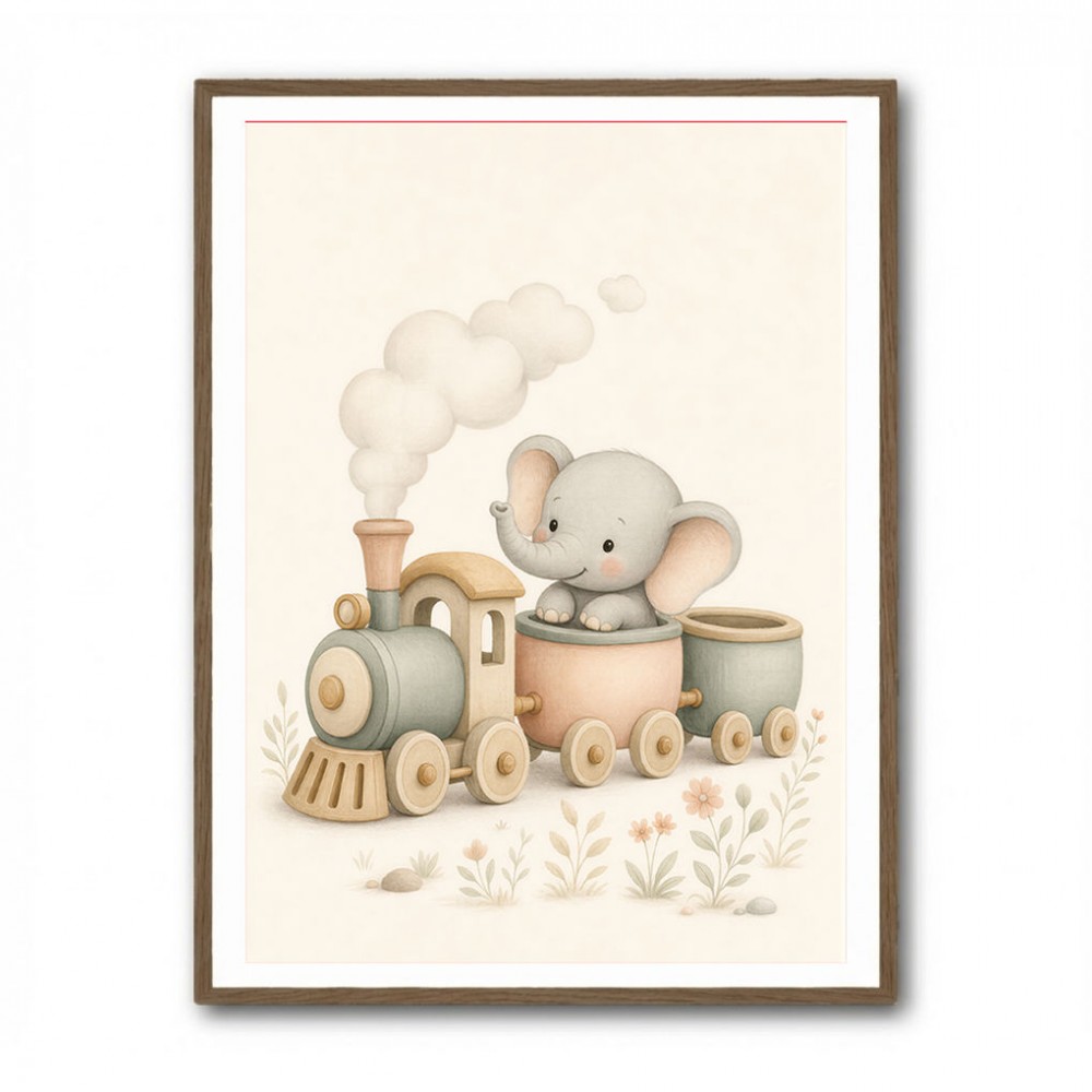Elephant Train Ride Nursery Wall Art 
