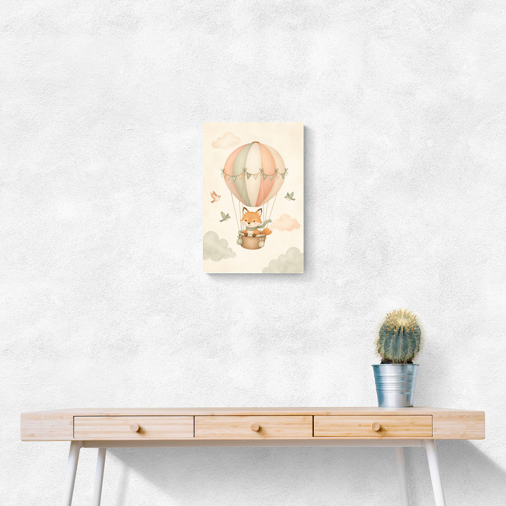 Fox Hot Air Balloon Nursery Wall Art 