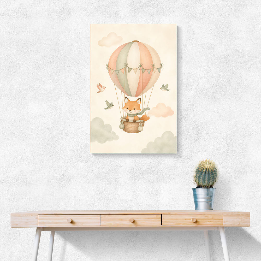 Fox Hot Air Balloon Nursery Wall Art 