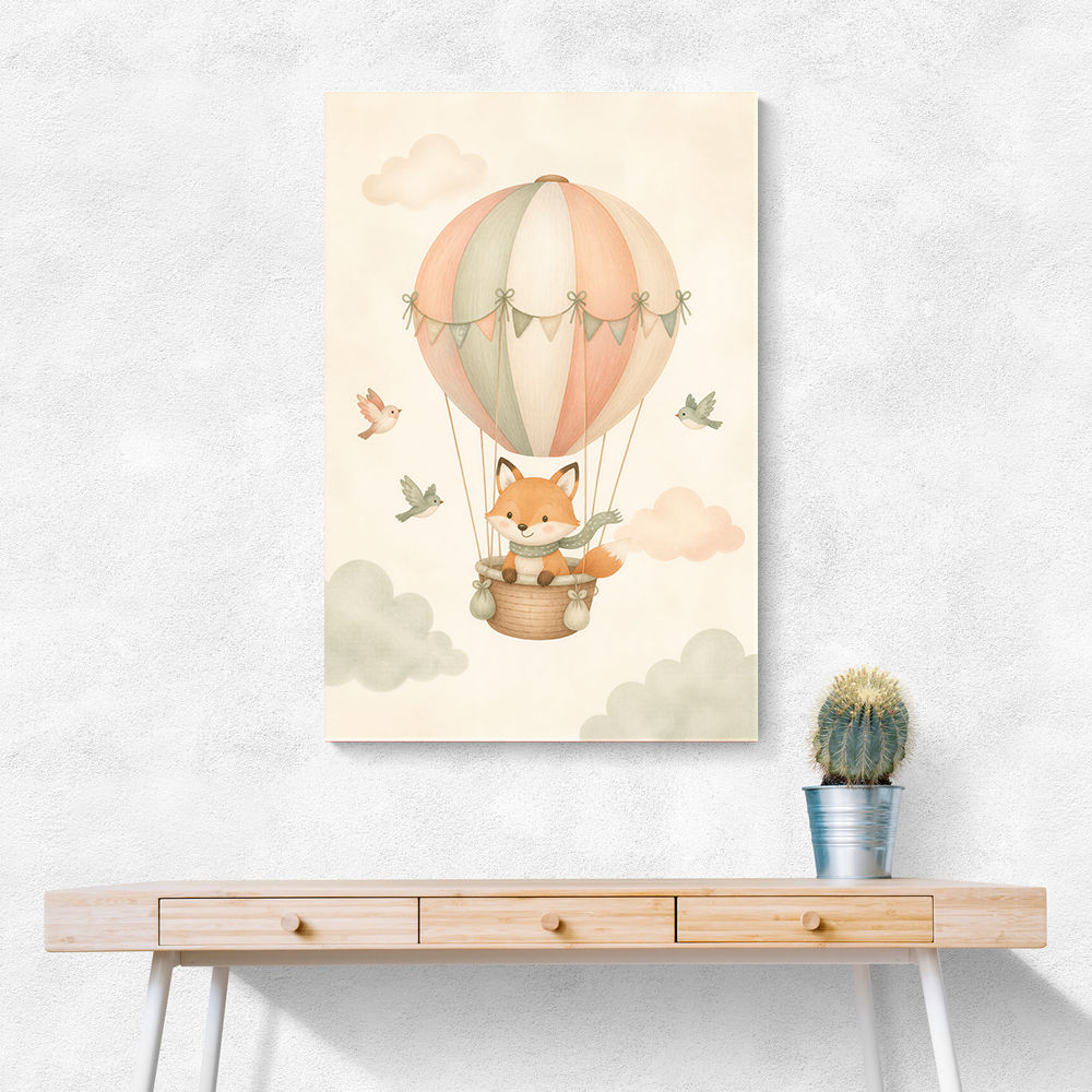Fox Hot Air Balloon Nursery Wall Art 