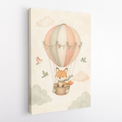 Fox Hot Air Balloon Nursery Wall Art 