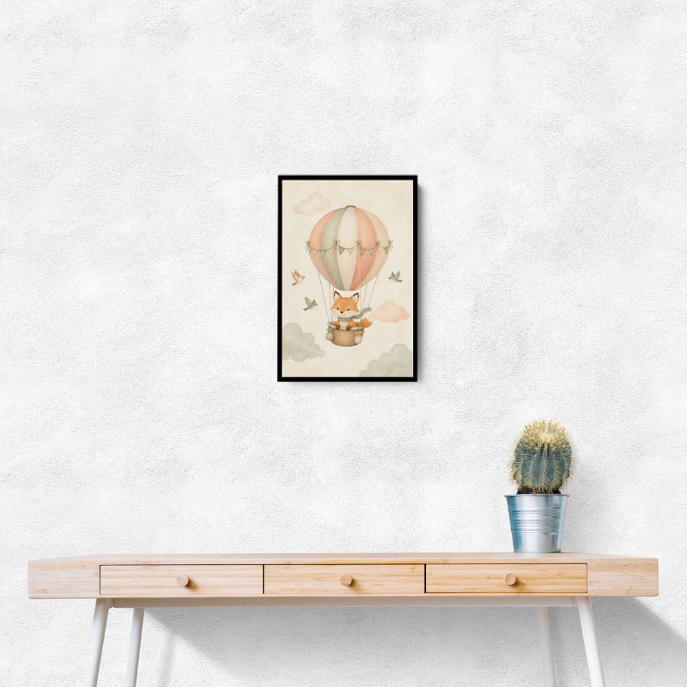 Fox Hot Air Balloon Nursery Wall Art 