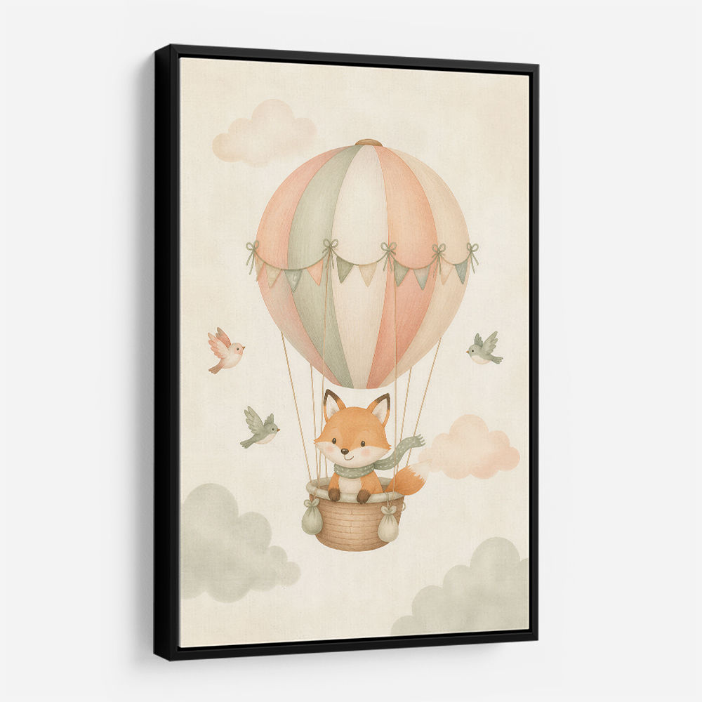 Fox Hot Air Balloon Nursery Wall Art 