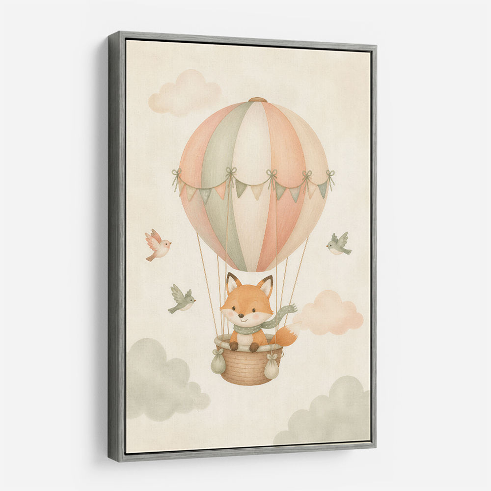 Fox Hot Air Balloon Nursery Wall Art 