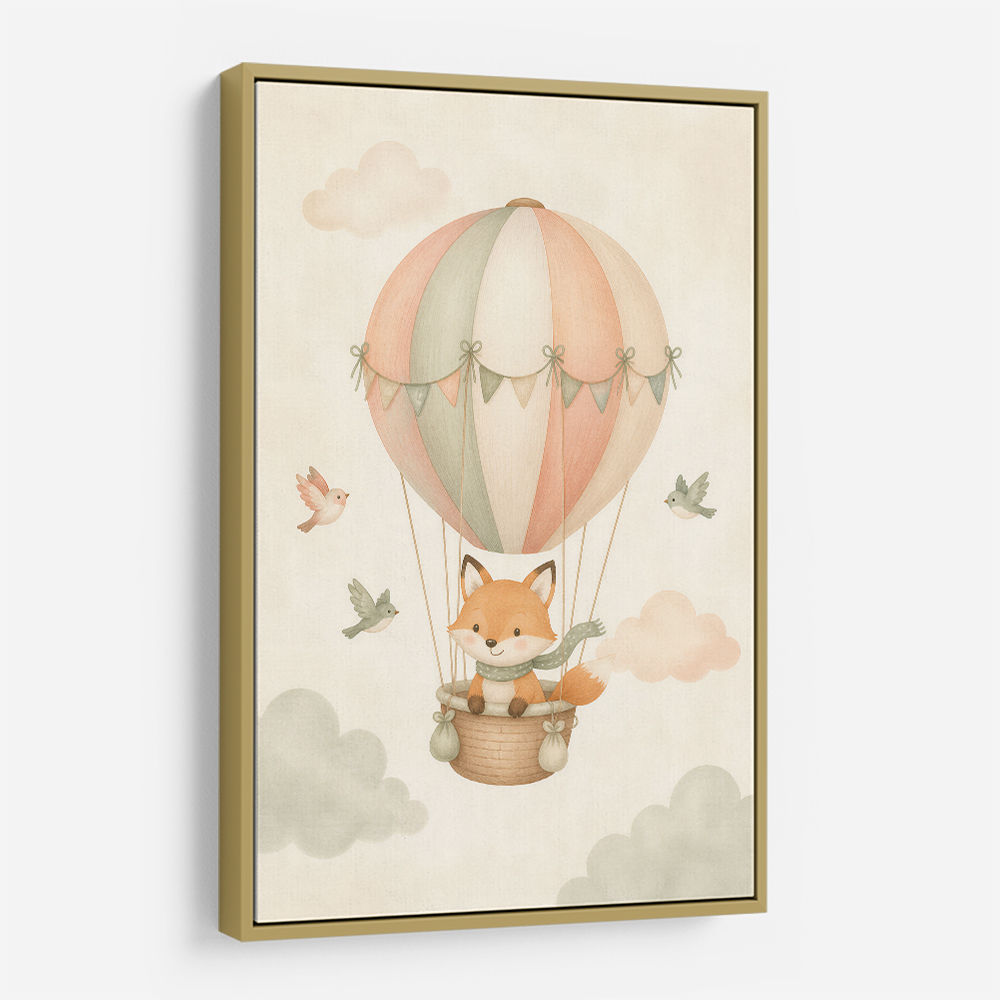 Fox Hot Air Balloon Nursery Wall Art 
