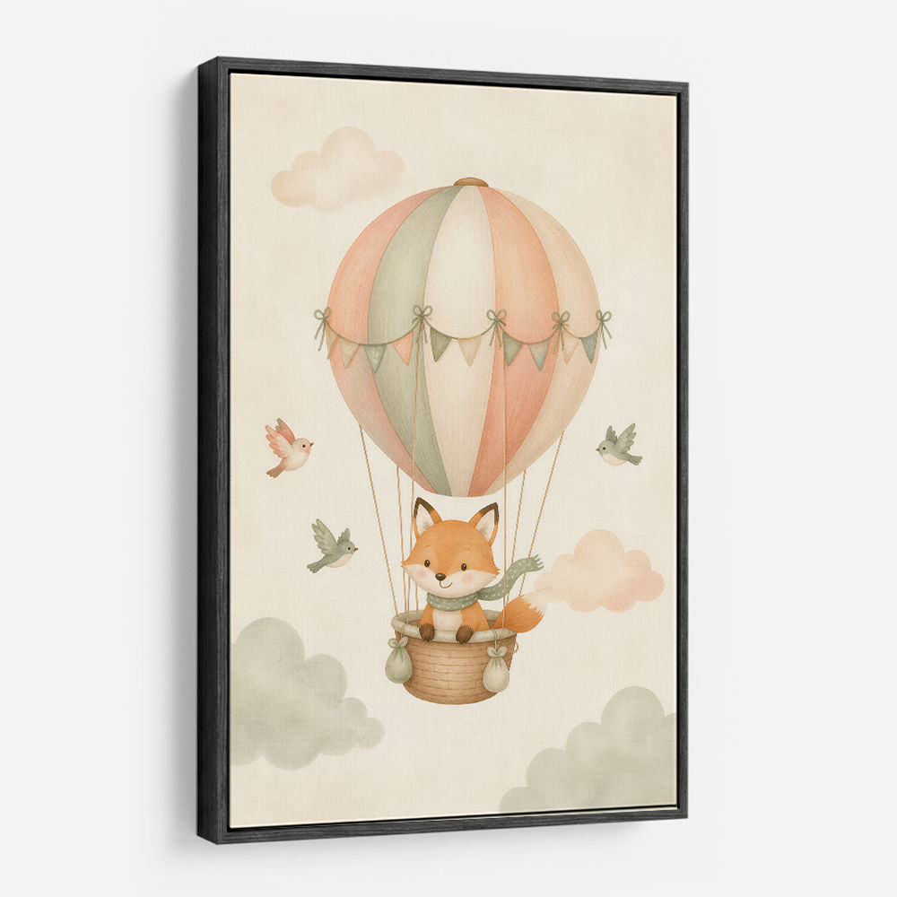 Fox Hot Air Balloon Nursery Wall Art 