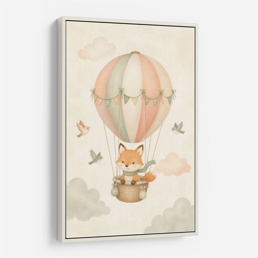 Fox Hot Air Balloon Nursery Wall Art 