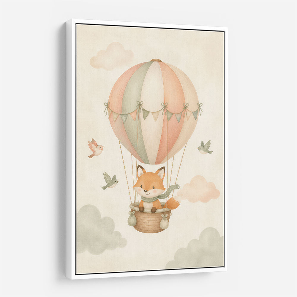 Fox Hot Air Balloon Nursery Wall Art 
